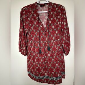 Forever 21 Red and Pink Floral Blouse